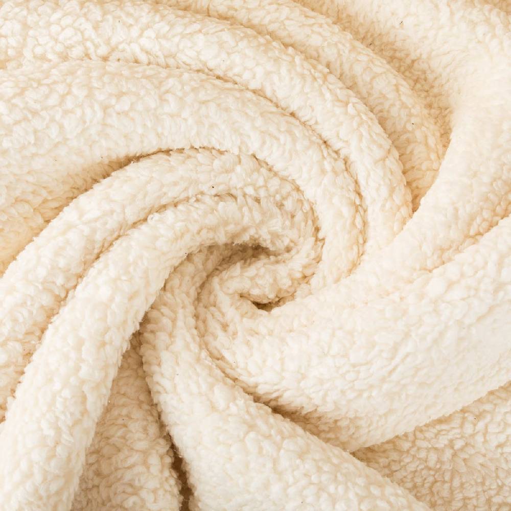 Schöner Leben Teddy Fleece Baumwoll Krimmer Plüschstoff einfarbig ecru 1,6m Breite Meist gekauft