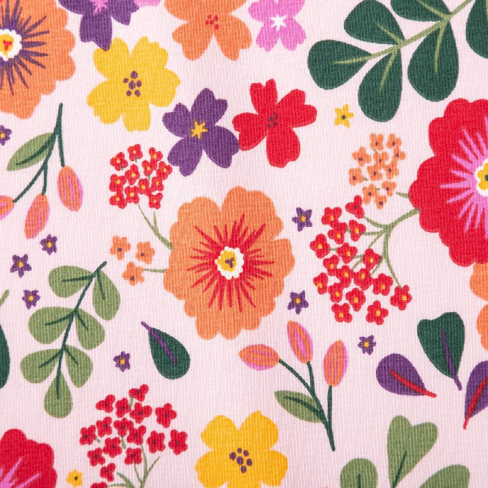 Schöner Leben Jersey Stoff Baumwolljersey Dorie Blumen Blätter rosa bunt 1,45m Breite Blitzverkäufe