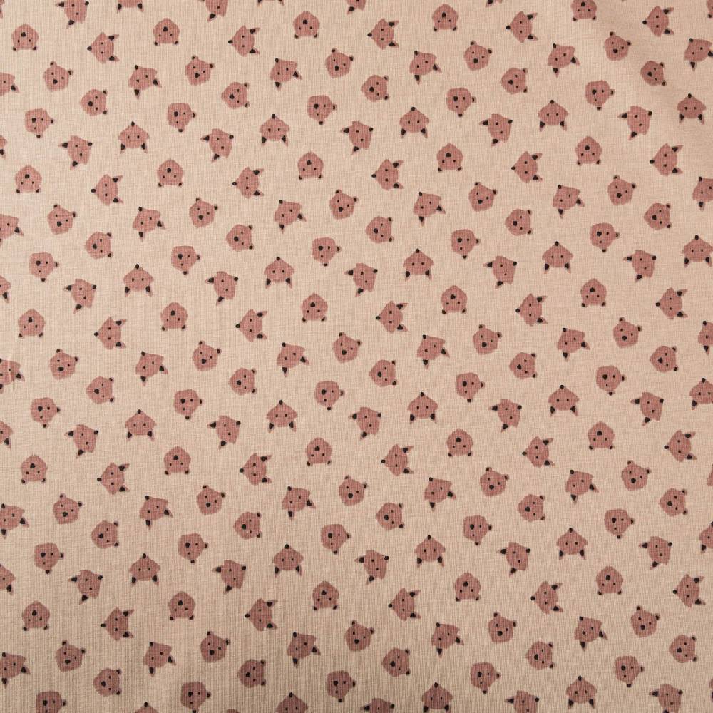 Schöner Leben Jersey Stoff Baumwolljersey Ruzmi Bär Fuchs Gesichter camel braun 1,45m Breite Outlet