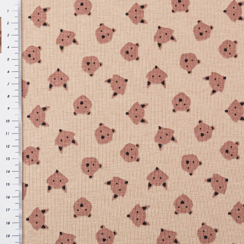 Schöner Leben Jersey Stoff Baumwolljersey Ruzmi Bär Fuchs Gesichter camel braun 1,45m Breite Outlet