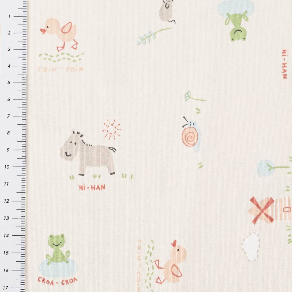 Schöner Leben Jersey Stoff Baumwolljersey Hifon Tiere Esel Windmühle ecru braun 1,45m Breite Auslauf