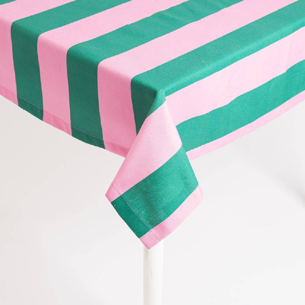 Schöner Leben Tischdecke Streifen dunkelgrün pink in versch. Größen von SCHÖNER LEBEN