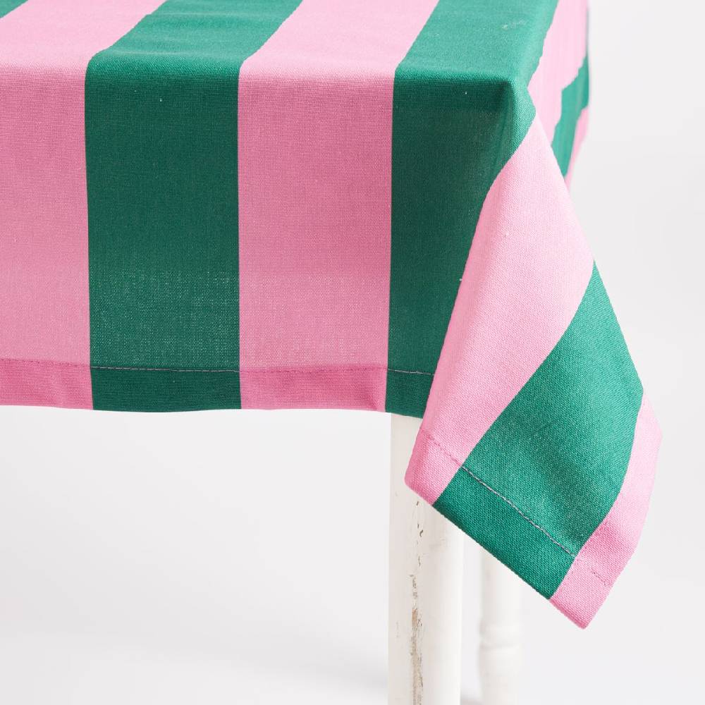 Schöner Leben Tischdecke Streifen dunkelgrün pink in versch. Größen von SCHÖNER LEBEN Verkauf