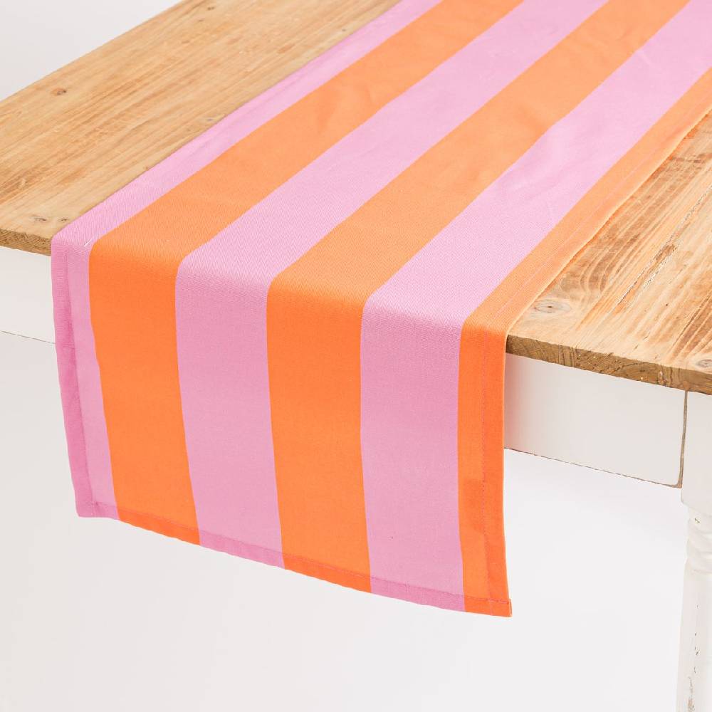 Schöner Leben Tischläufer Streifen orange pink 40x160cm von SCHÖNER LEBEN