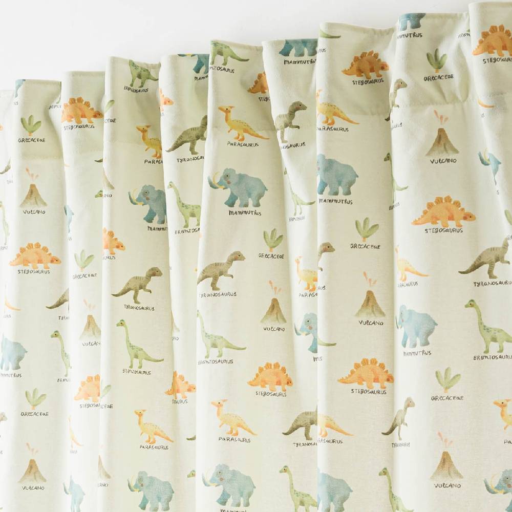 Schöner Leben Vorhang Kinderzimmer mit Smok-Schlaufenband Dinosaurier mintgrün bunt in 245cm oder Wunschlänge von SCHÖNER LEBEN