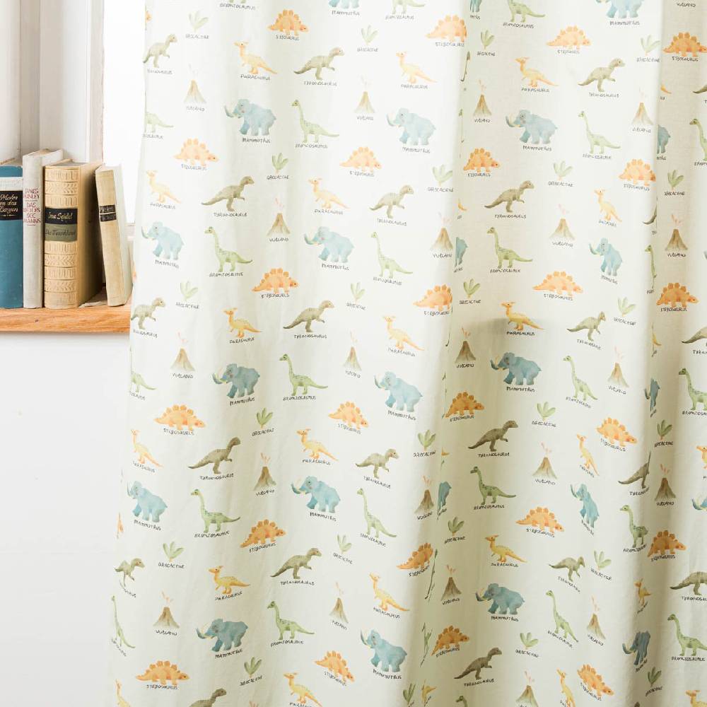 Schöner Leben Vorhang Kinderzimmer mit Ösen Dinosaurier mintgrün bunt in 245cm oder Wunschlänge von SCHÖNER LEBEN Outlet