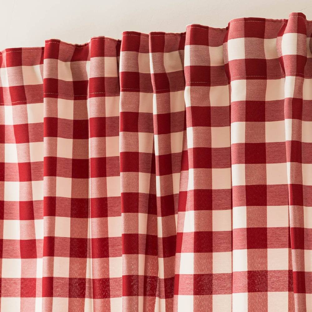 Schöner Leben Vorhang mit Smok-Schlaufenband Karo rot weiß in 245cm oder Wunschlänge von SCHÖNER LEBEN im Angebot
