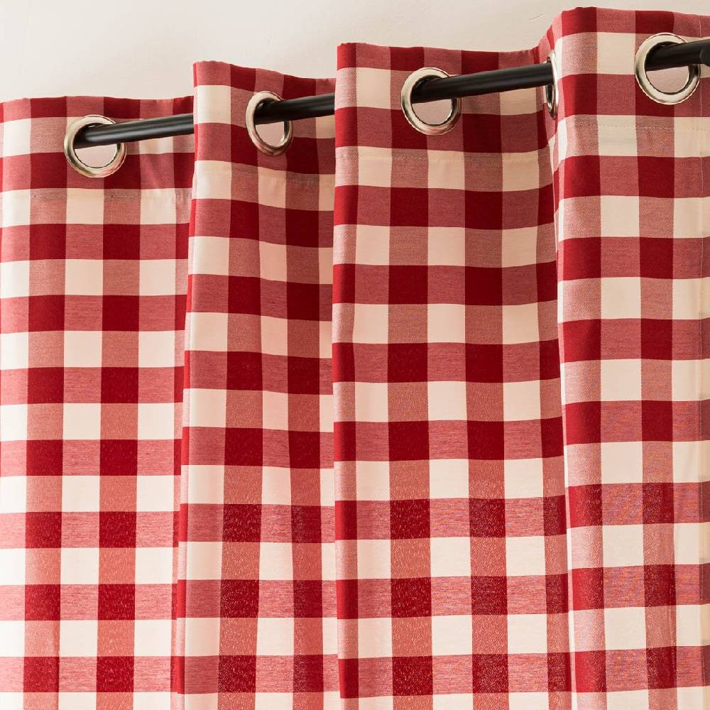 Schöner Leben Vorhang mit Ösen Karos rot weiß in 245cm oder Wunschlänge von SCHÖNER LEBEN Schlussverkauf