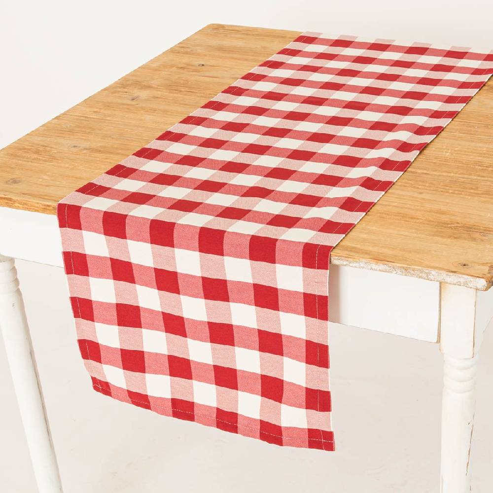 Schöner Leben Tischläufer Karos rot weiß 40x160cm von SCHÖNER LEBEN