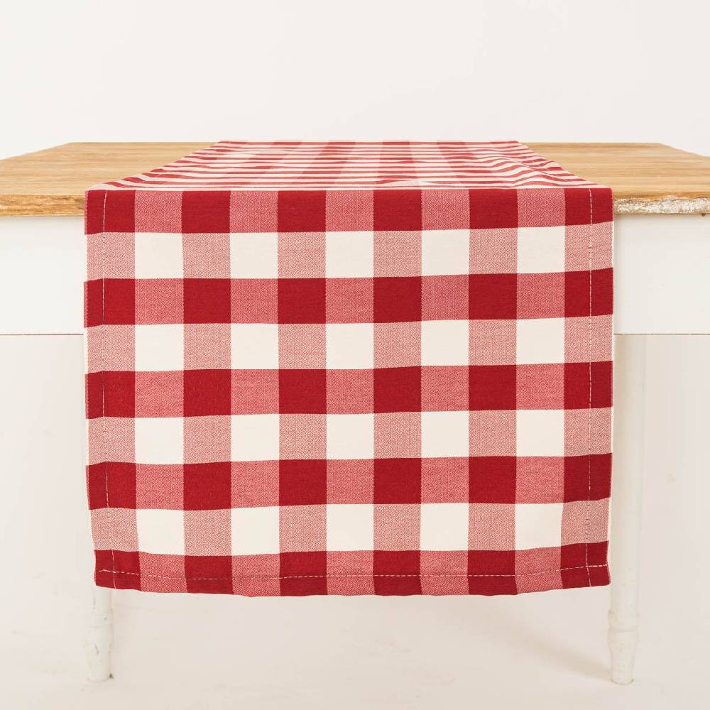 Schöner Leben Tischläufer Karos rot weiß 40x160cm von SCHÖNER LEBEN Kostenlose Rückgabe