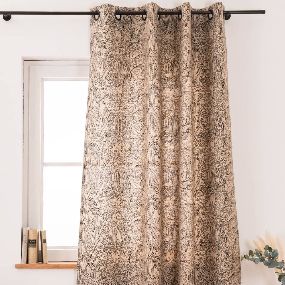 Schöner Leben Vorhang Orphee Botanics Leinenlook mit schwarzen Ösen natur schwarz in 245cm oder Wunschlänge von SCHÖNER LEBEN Bis zu 65% Rabatt