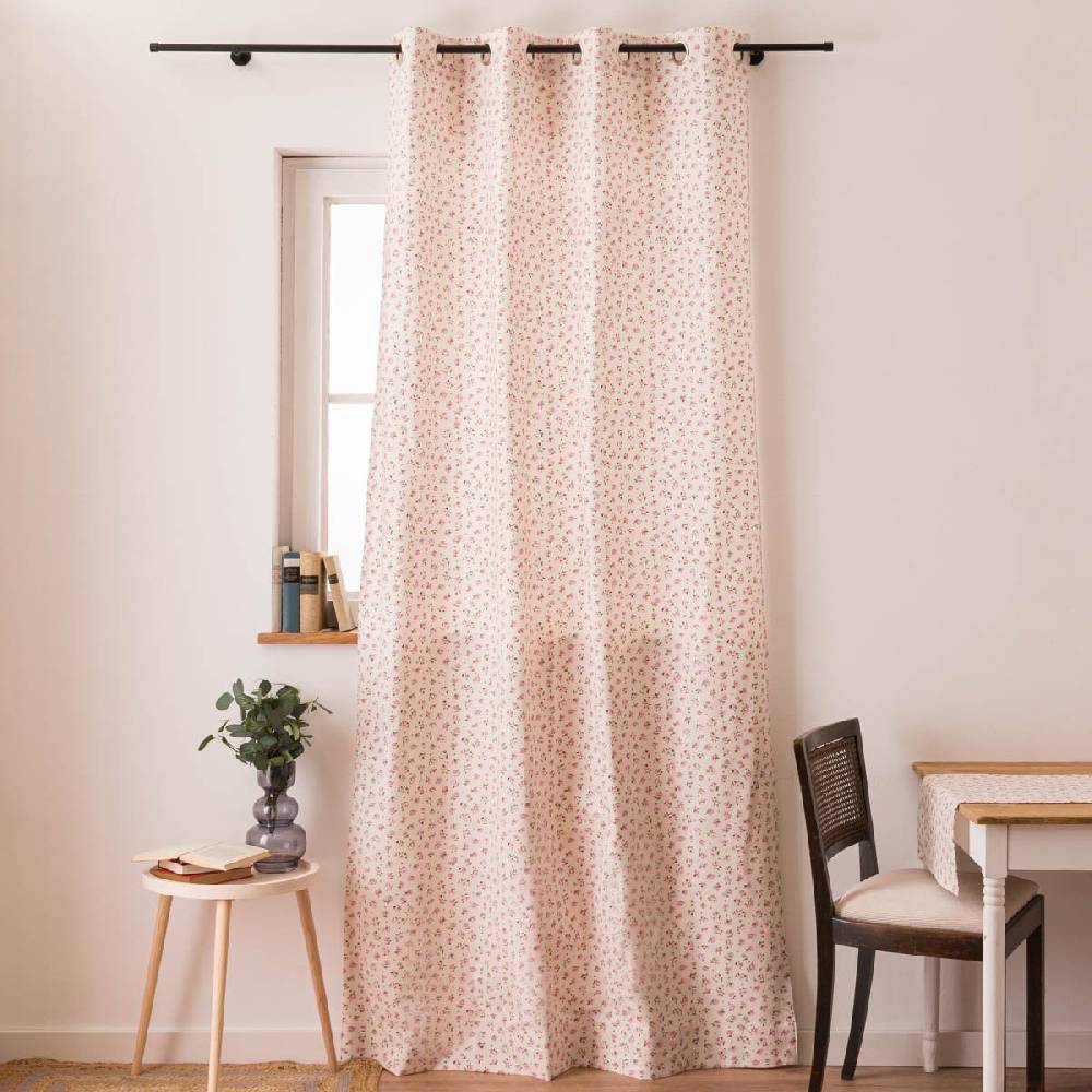 Schöner Leben Vorhang mit Ösen Classic Little Rose Rosenblüten ecru rosa in 245cm oder Wunschlänge von SCHÖNER LEBEN Vierteljährliche Förderung