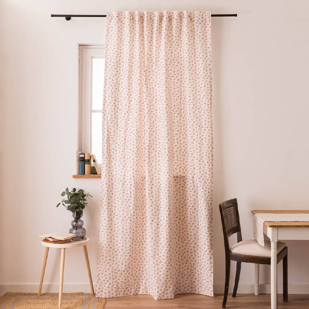 Schöner Leben Vorhang mit Smok-Schlaufenband Classic Little Rose Rosenblüten ecru rosa in 245cm oder Wunschlänge von SCHÖNER LEBEN Bis zu 55% Rabatt