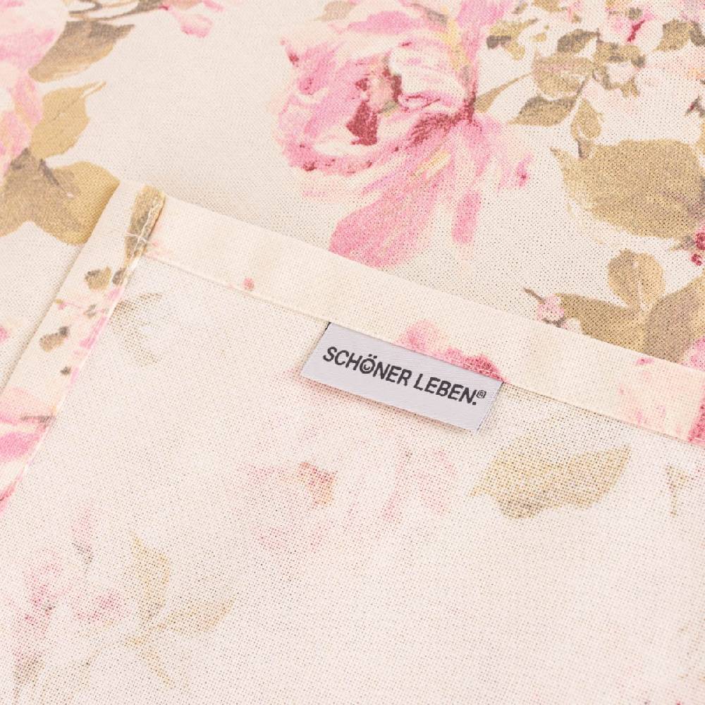 Schöner Leben Tischläufer Classic Painted Rose Rosen ecru rosa 40x160cm von SCHÖNER LEBEN Super Rabatt