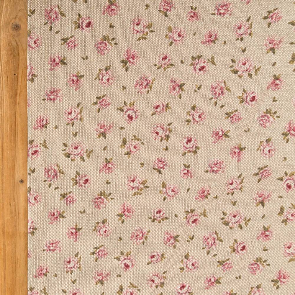 Schöner Leben Tischläufer Classic Little Rose Rosenblüten Leinenlook natur rosa 40x160cm von SCHÖNER LEBEN Riesige Rabatte