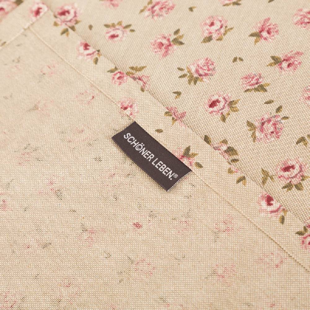 Schöner Leben Tischläufer Classic Little Rose Rosenblüten Leinenlook natur rosa 40x160cm von SCHÖNER LEBEN Riesige Rabatte