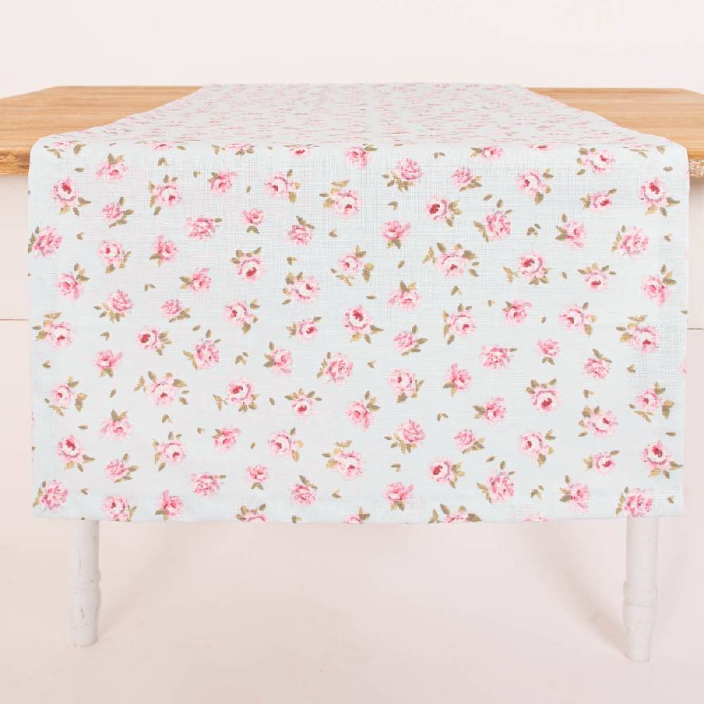 Schöner Leben Tischläufer Classic Little Rose Rosenblüten hellblau rosa 40x160cm von SCHÖNER LEBEN 50% Rabatt mit kostenlosem Versand
