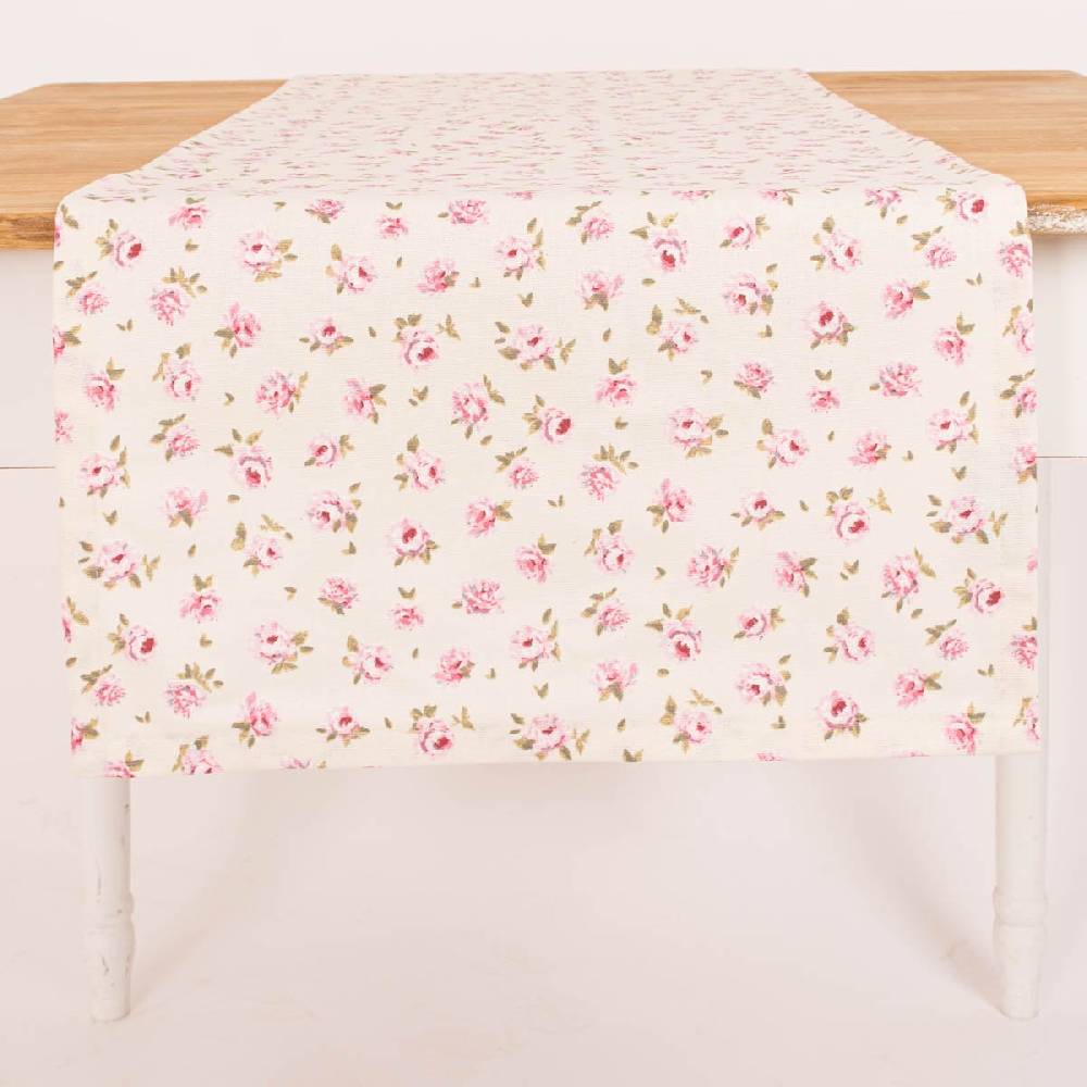 Schöner Leben Tischläufer Classic Little Rose Rosenblüten ecru rosa 40x160cm von SCHÖNER LEBEN Clearance-Verkauf