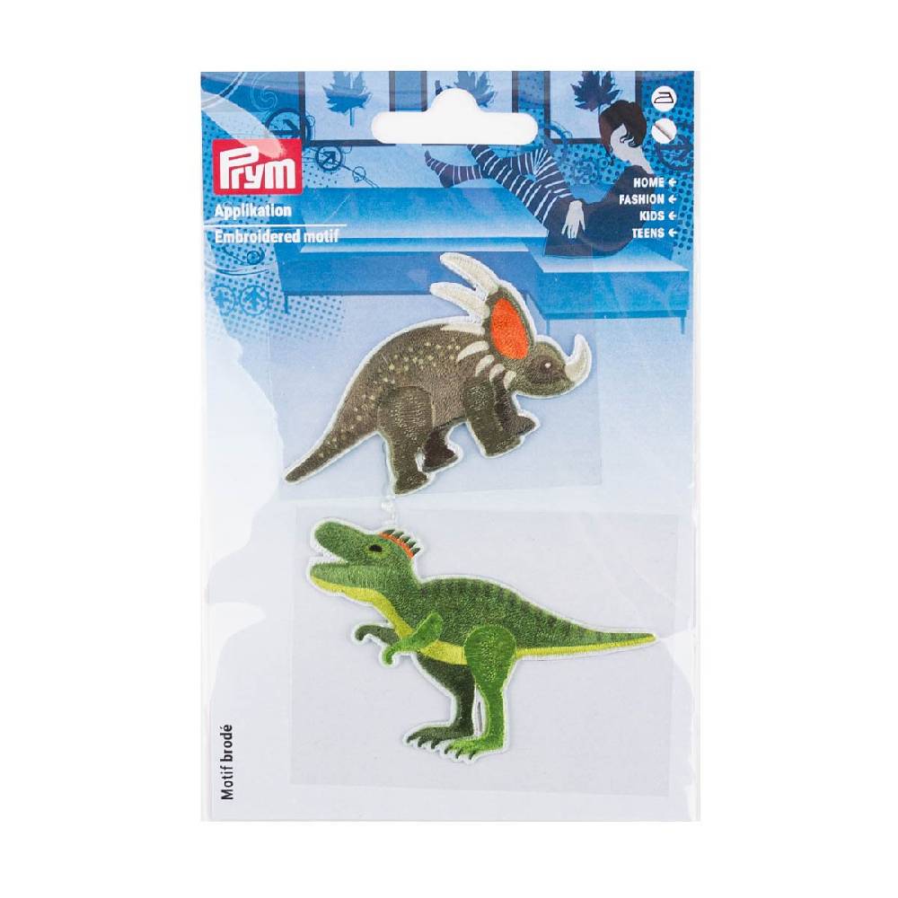 Schöner Leben Applikation Dino selbstklebend/aufbügelbar grün 75x55mm von Prym