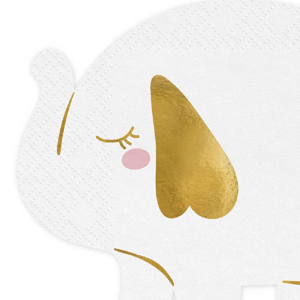 Schöner Leben Papierservietten Elefant weiß goldfarbig 16x13,5cm 2lagig 12 Stück