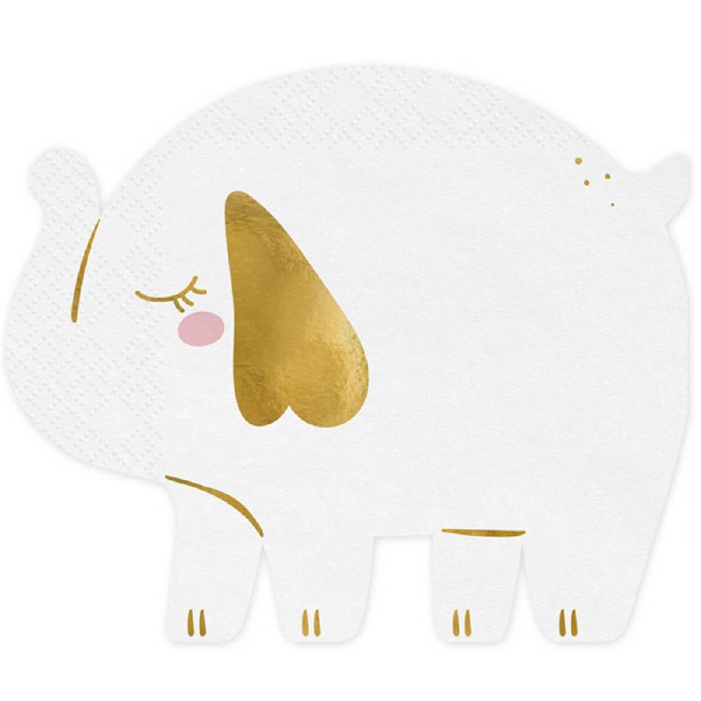 Schöner Leben Papierservietten Elefant weiß goldfarbig 16x13,5cm 2lagig 12 Stück Vatertagsangebot