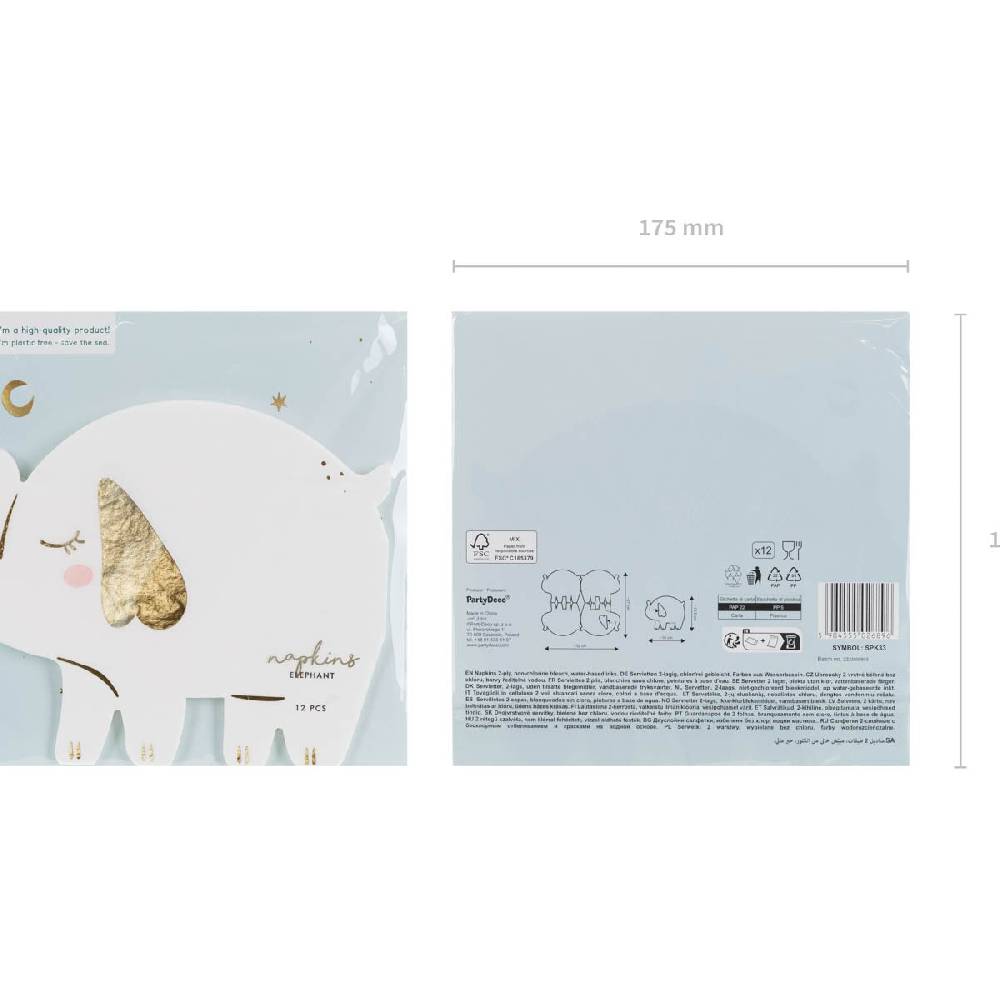 Schöner Leben Papierservietten Elefant weiß goldfarbig 16x13,5cm 2lagig 12 Stück Vatertagsangebot
