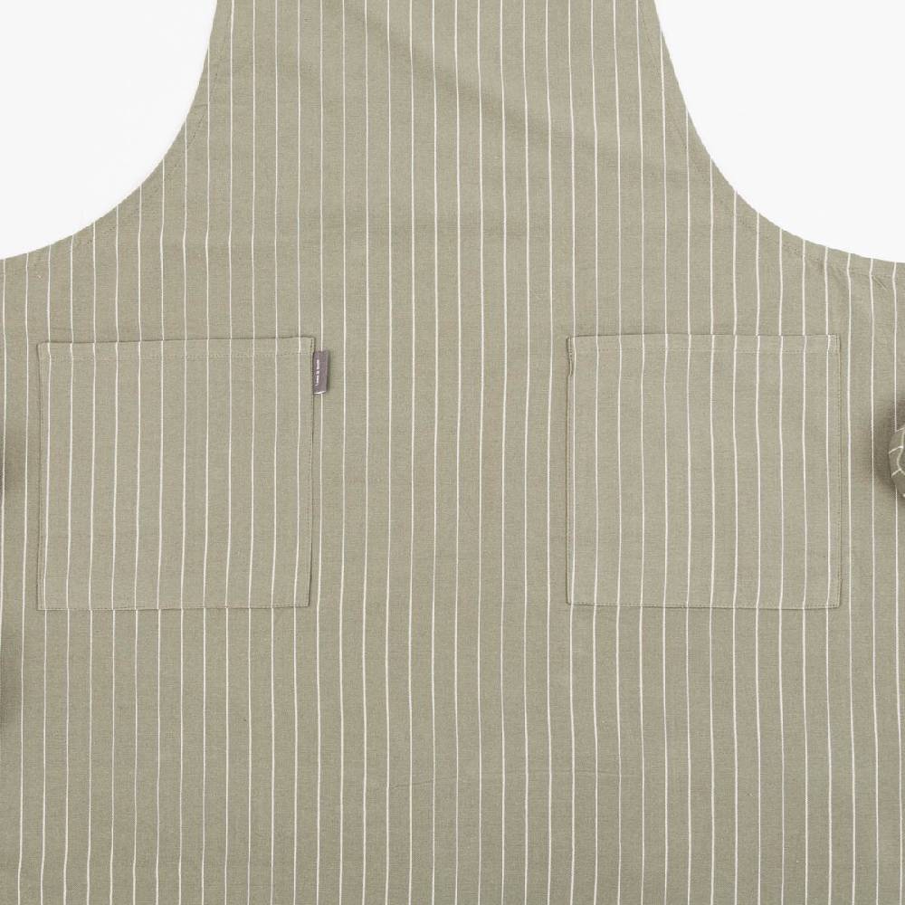 Schöner Leben Schürze aus Baumwolle in Einheitsgröße oilvgrün weiß gestreift 75x90cm von Linen & More Neueste Mode