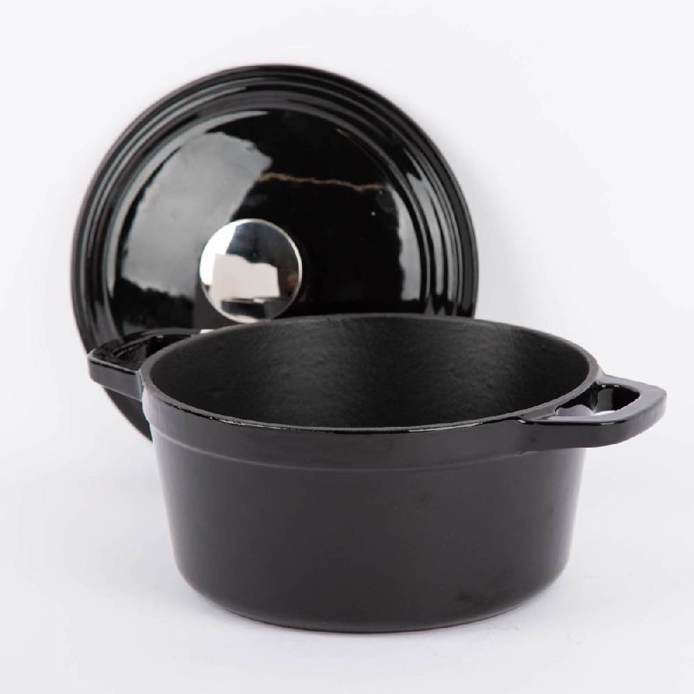Schöner Leben Gusseisen Topf emailliert mit Deckel schwarz 29x21x15,5cm 3,5 Liter Online Outlet