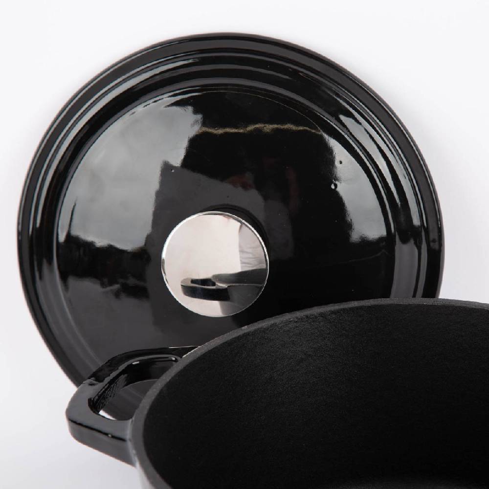 Schöner Leben Gusseisen Topf emailliert mit Deckel schwarz 29x21x15,5cm 3,5 Liter Online Outlet