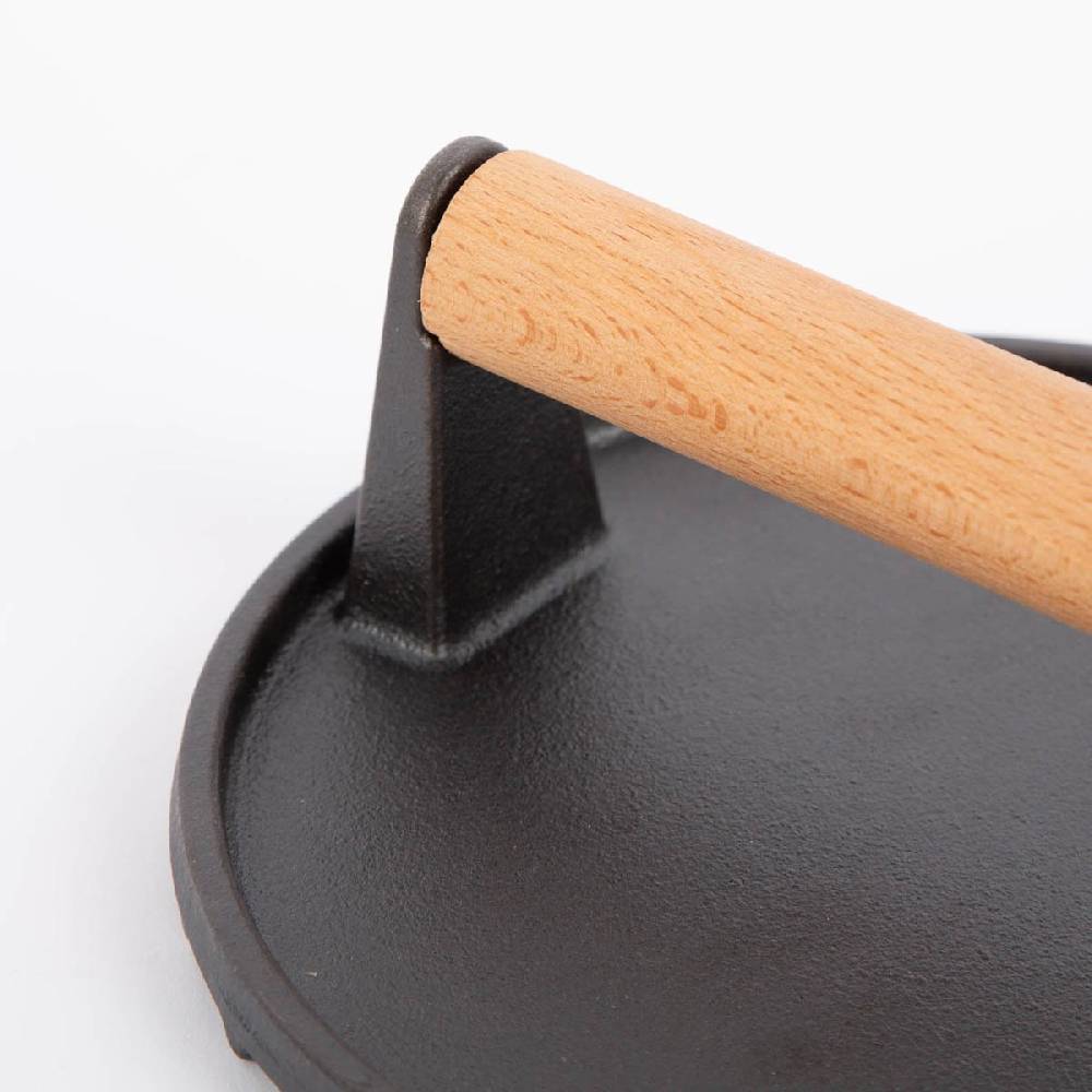 Schöner Leben Fleischpresse aus Gusseisen mit Holzgriff schwarz natur 17,8x5cm Zeitlich begrenztes Angebot