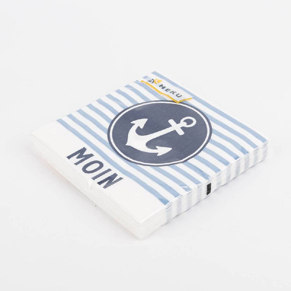 Schöner Leben Serviette Moin Streifen Anker hellblau weiß dunkelblau 33x33cm 3lagig 20 Stück JETZT KAUFEN