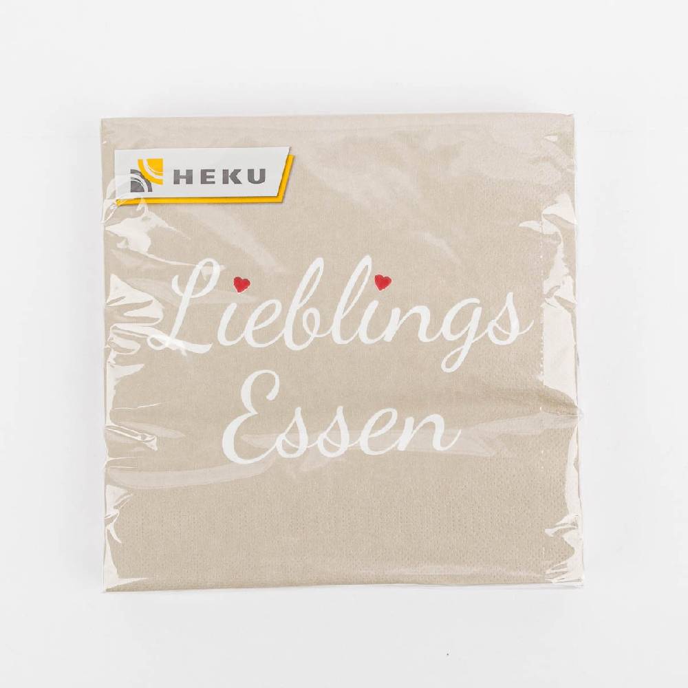 Schöner Leben Serviette Lieblingsessen beige weiß rot 33x33cm 3lagig 20 Stück