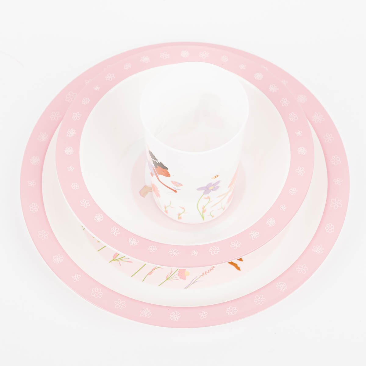 Schöner Leben Kinder Geschirrset 3-tlg. Feenwelt aus recycelten PET-Flaschen weiß rosa bunt 26,5x6,5x24,5cm von Sass & Belle Bis zu 60% Rabatt