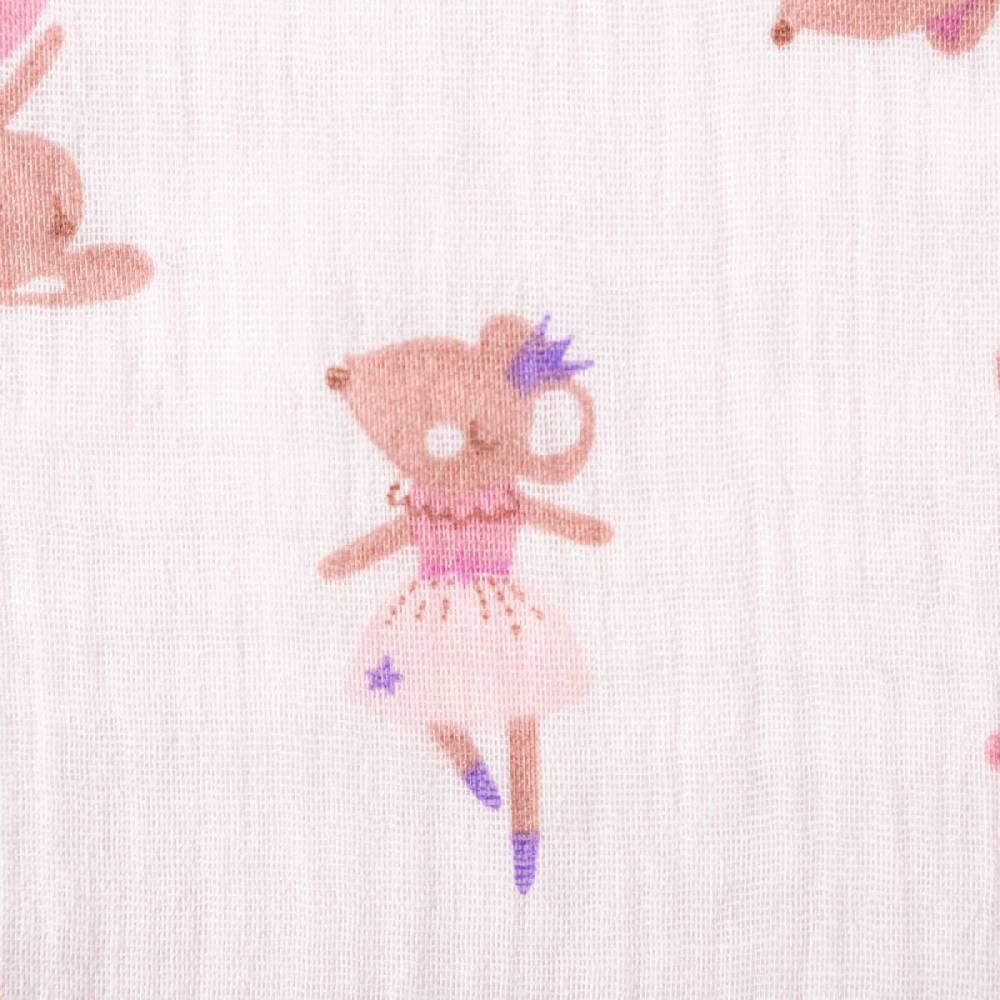 Schöner Leben Musselin Stoff Double Gauze Fifi Maus Hase Ballerina rosa violett 1,30m Breite Bis zu 55% Rabatt