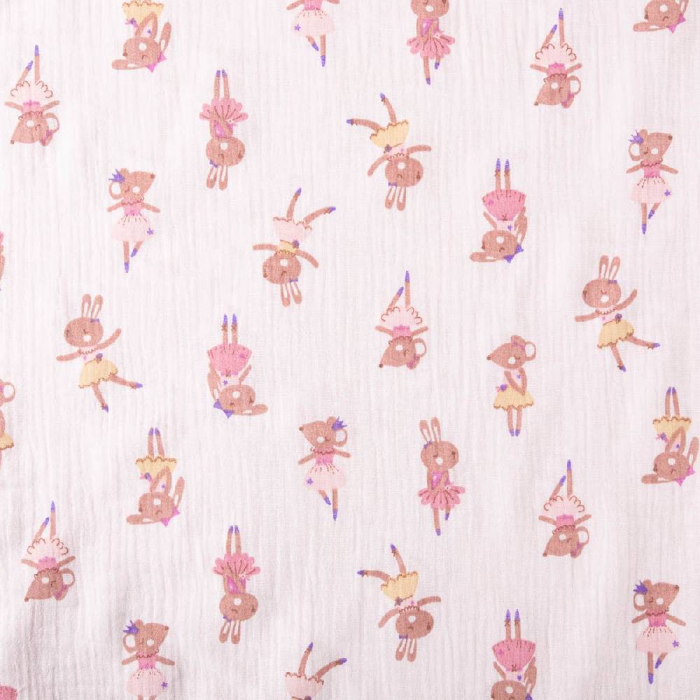 Schöner Leben Musselin Stoff Double Gauze Fifi Maus Hase Ballerina rosa violett 1,30m Breite Bis zu 55% Rabatt