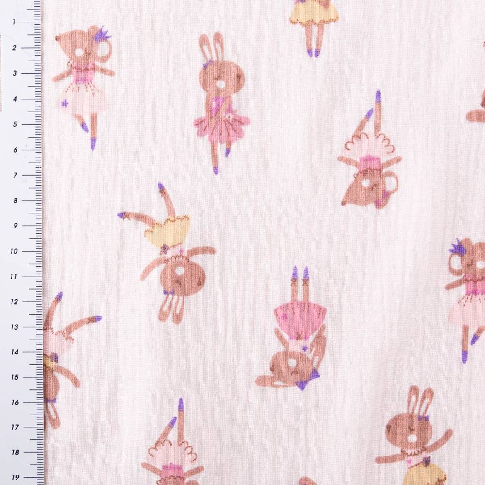 Schöner Leben Musselin Stoff Double Gauze Fifi Maus Hase Ballerina rosa violett 1,30m Breite Bis zu 55% Rabatt