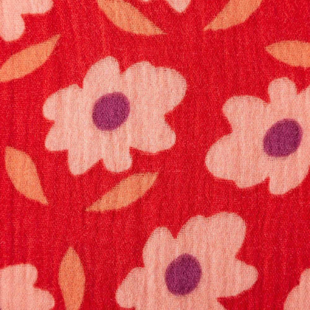 Schöner Leben Musselin Stoff Double Gauze Floli Blumen Blätter rot violett 1,30m Breite Clearance-Verkauf