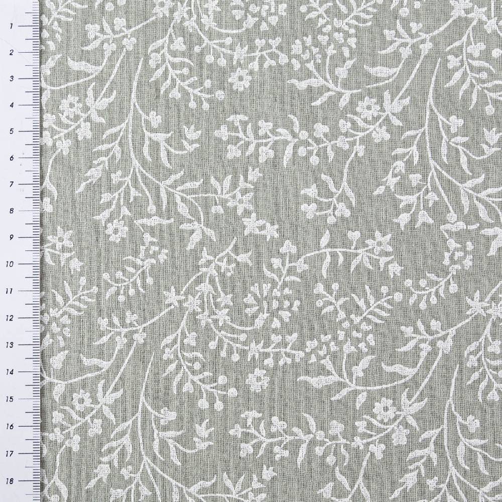 Schöner Leben Musselin Stoff Double Gauze Taznak Blumen Ranken mint grün weiß 1,30m Breite Kostenloser Versand international