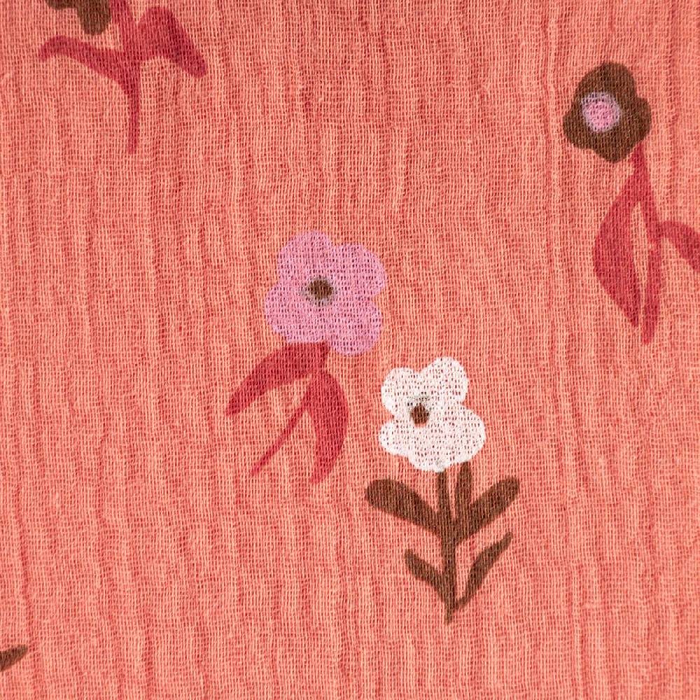 Schöner Leben Musselin Stoff Double Gauze Pixflo Blumen koralle rot weiß 1,30m Breite Speichern exportieren
