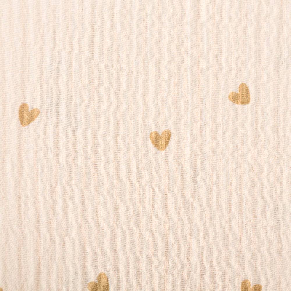 Schöner Leben Musselin Stoff SMALL HEARTS Herzchen beige braun 1,35m Breite Black Friday Preise