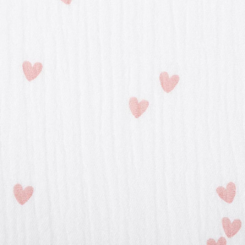 Schöner Leben Musselin Stoff SMALL HEARTS Herzchen weiß altrosa 1,35m Breite Im Verkauf