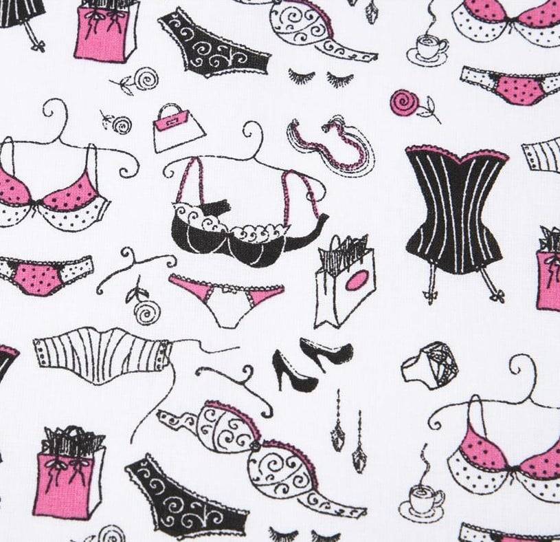 Schöner Leben Baumwollstoff Culotte Lingerie weiß rosa schwarz 1,40m Breite Auslauf