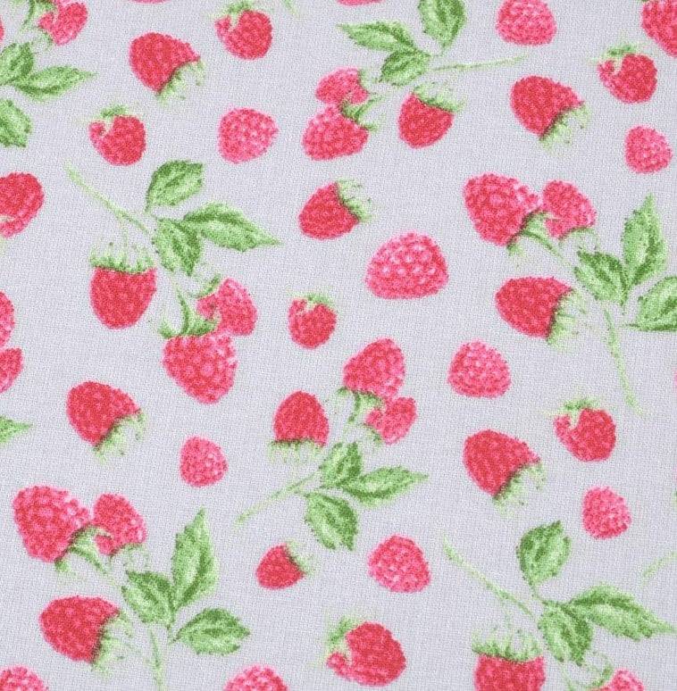 Schöner Leben Baumwollstoff Himbeeren hellgrau rosa 1,40m Breite Hotsell
