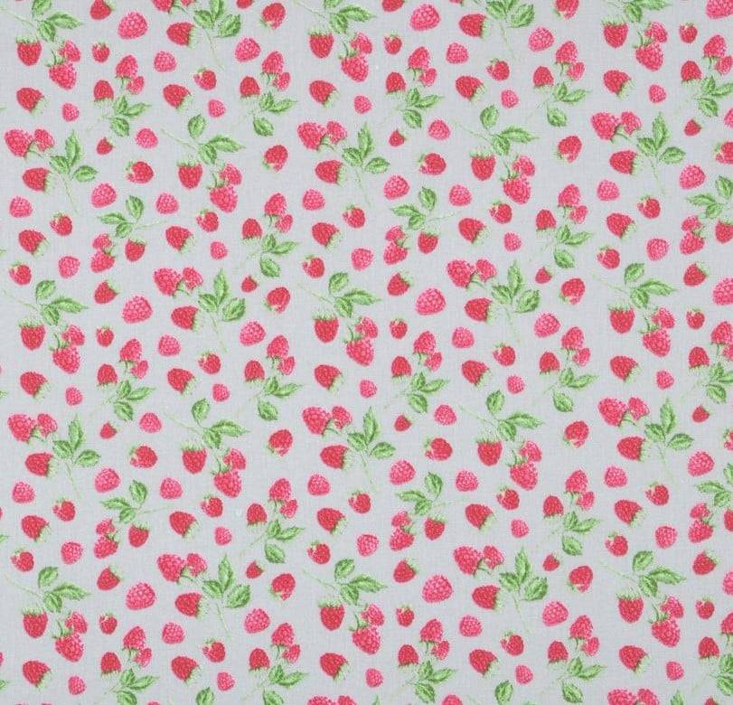 Schöner Leben Baumwollstoff Himbeeren hellgrau rosa 1,40m Breite Hotsell