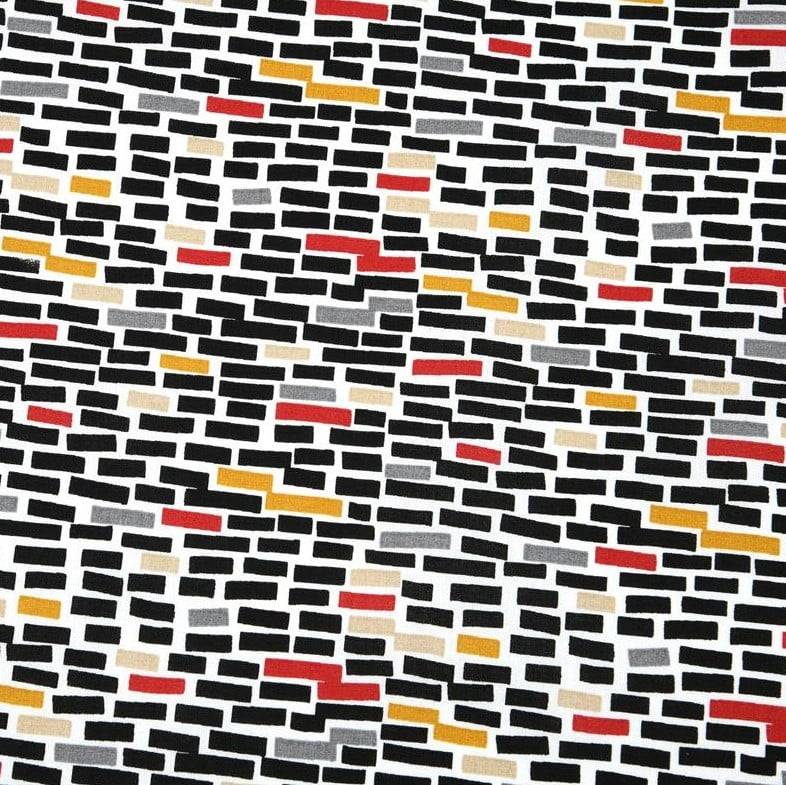 Schöner Leben Baumwollstoff Wall Rechtecke schwarz rot gelb 1,40m Breite