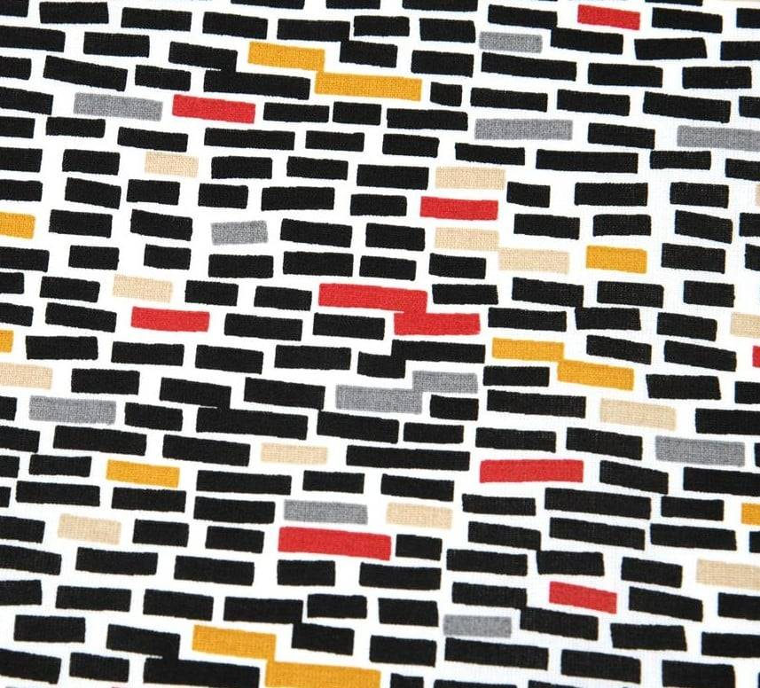 Schöner Leben Baumwollstoff Wall Rechtecke schwarz rot gelb 1,40m Breite Fabrikverkauf