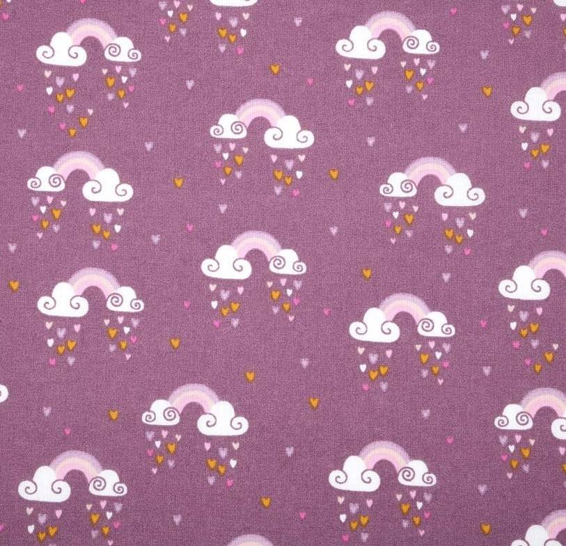 Schöner Leben Baumwollstoff Regenbogen Wolken Herzen beere 1,40m Breite Fabrik Onlineshop