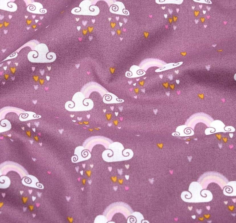 Schöner Leben Baumwollstoff Regenbogen Wolken Herzen beere 1,40m Breite Fabrik Onlineshop