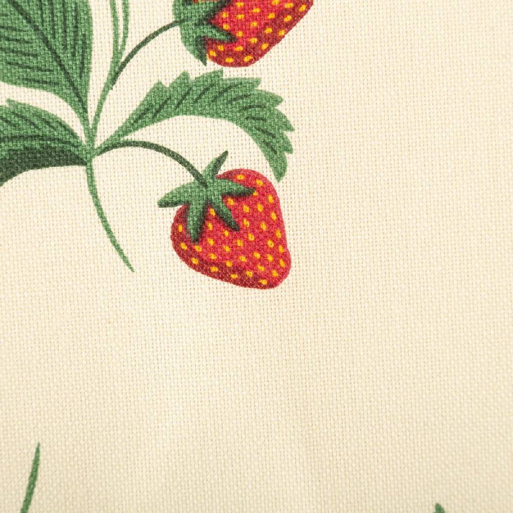 Schöner Leben Dekostoff Halbpanama Strawberry Happy Fruit Erdbeeren vanille rot 1,4m Breite Sonderangebot