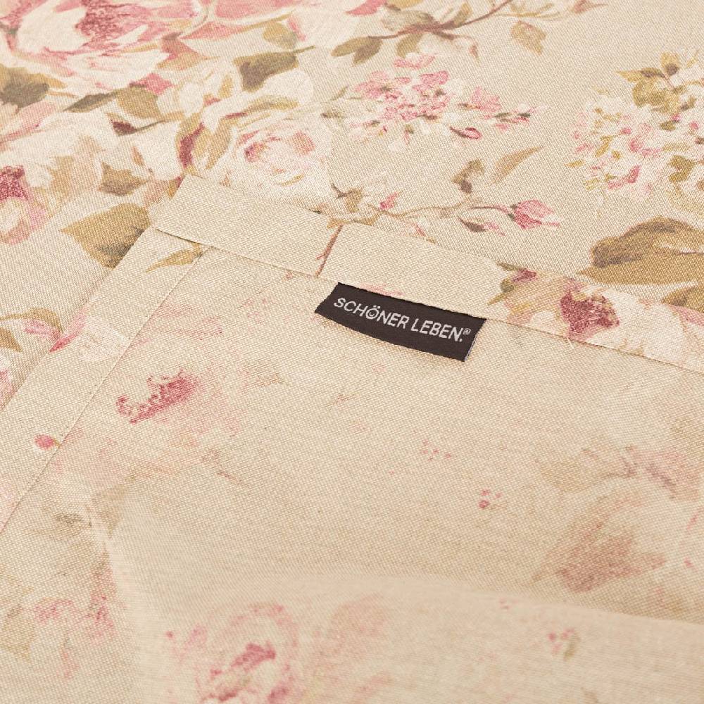 Schöner Leben Tischdecke Classic Painted Rose Rosen Leinenlook natur rosa in versch. Größen von SCHÖNER LEBEN Begrenztes Angebot